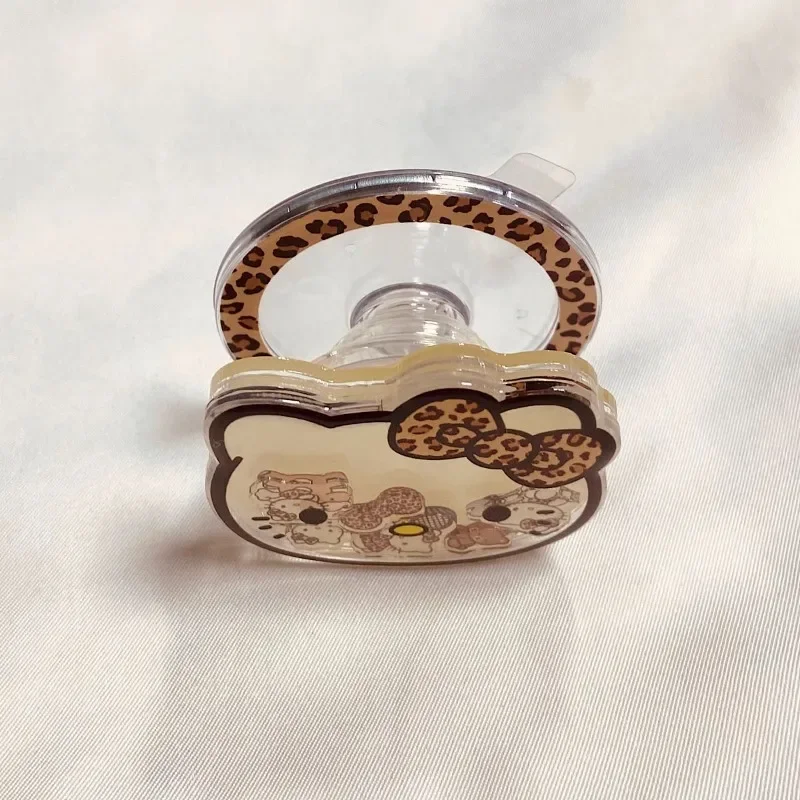 韓国風漫画のかわいいヒョウ柄音楽磁気ブラケット iPhone 17 16 Samsung対応 吸着式安全デスクトップサポートスマホスタンド