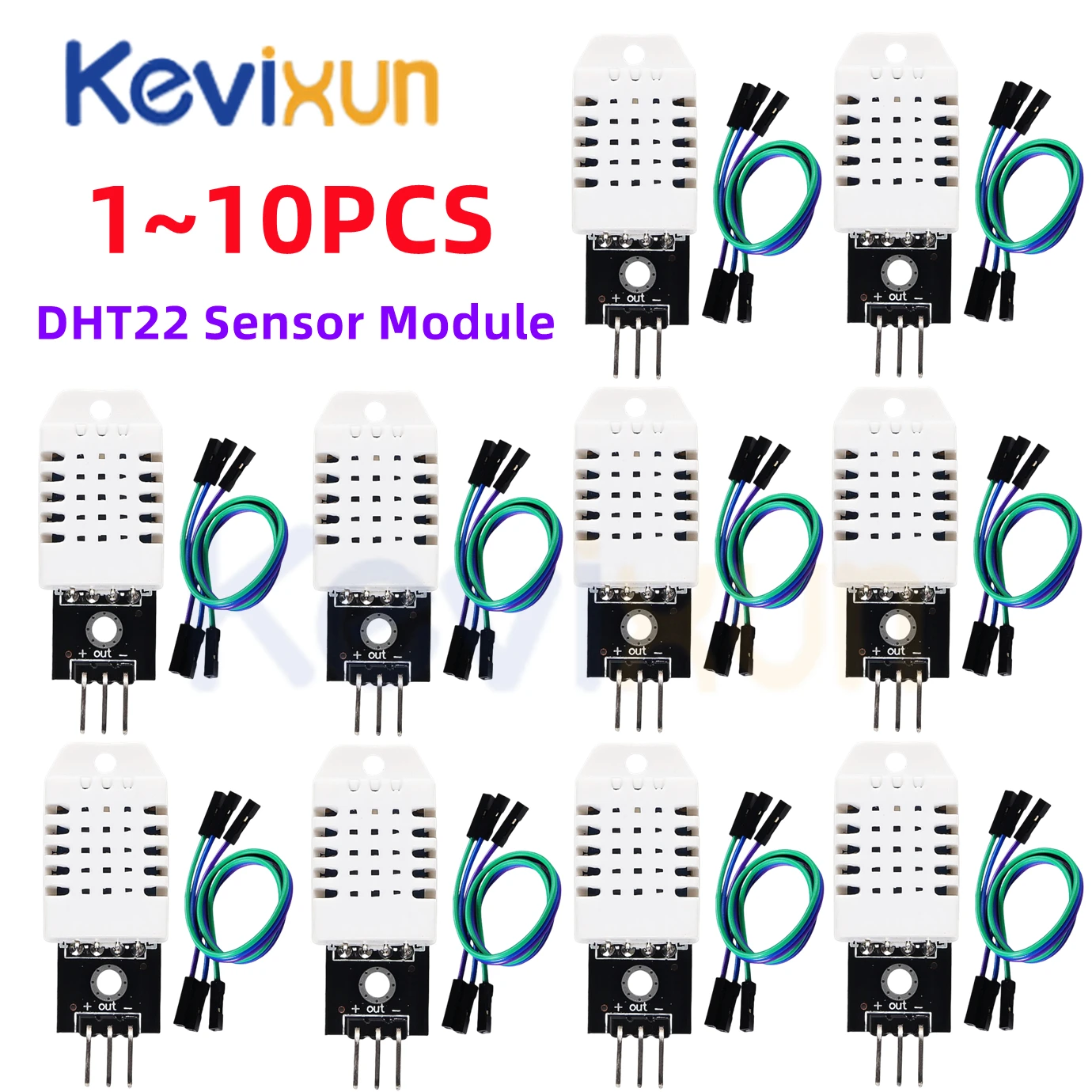 1-10PCS/DHT22 Digital Temperature and Humidity Sensor AM2302 Module+PCB Sensor Module 3Pin Monitor with Cable For Arduino