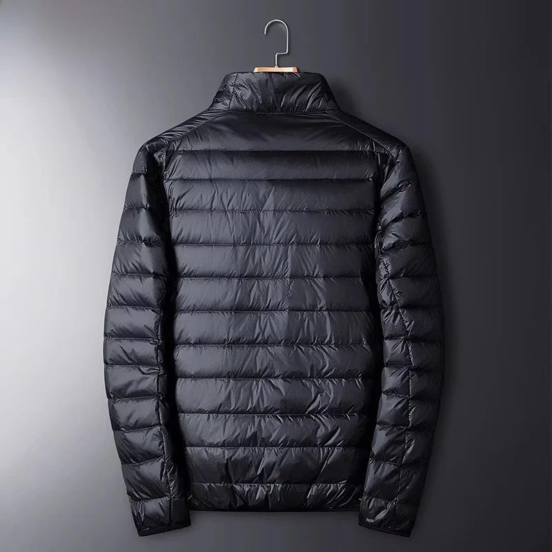 Men's Casual Lightweight Hooded down Jaet White Du Feather Warm Outerwear Slim Fit Long Sve Zipper Closure Chinese Brand