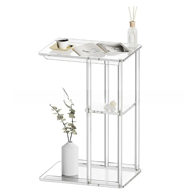 Transparent acrylic side table sofa, living room, bedroom, C-shaped bed table, bathroom