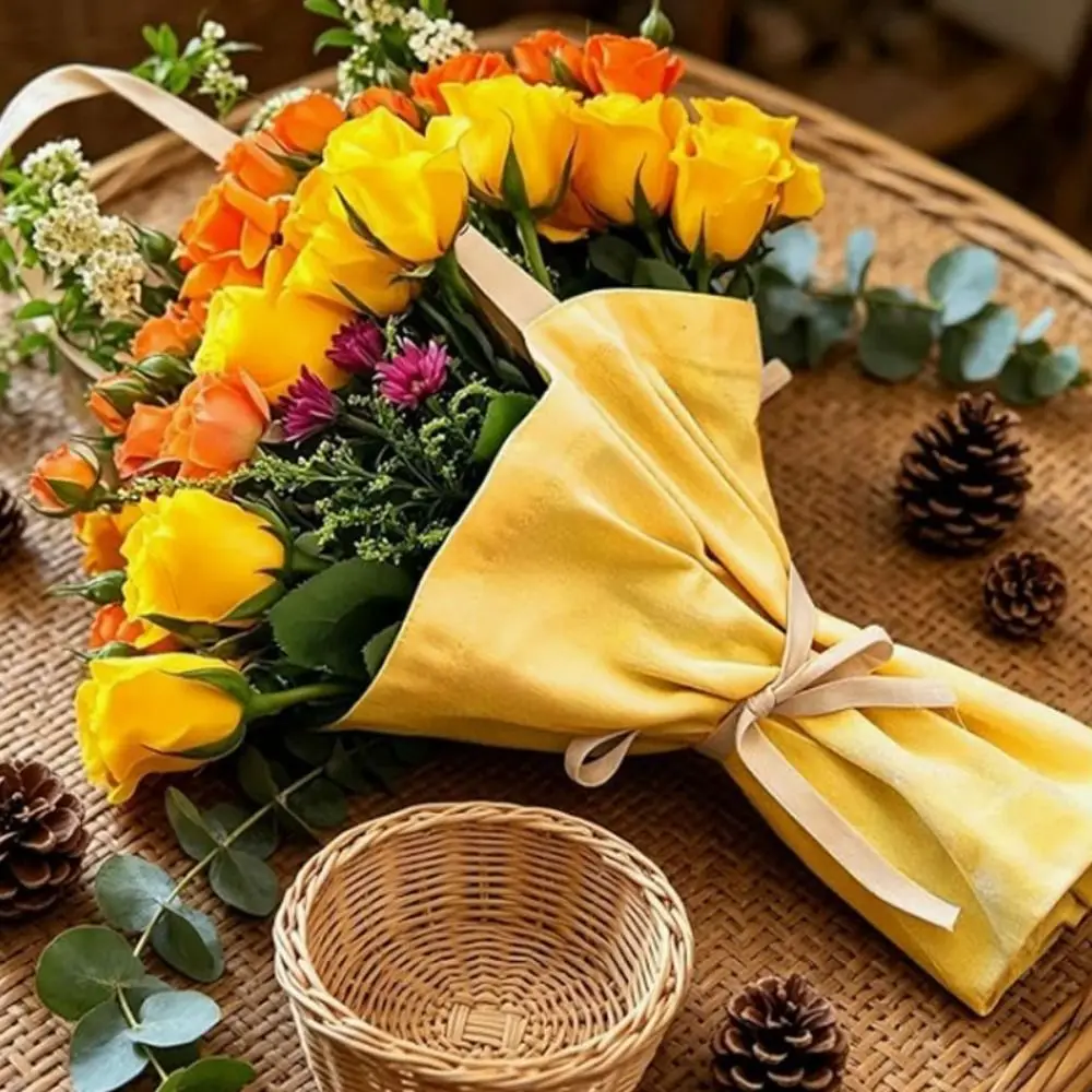 Thickened Flower Wrapping Bag with Handle Hanging Bouquet Storage Bag Handmade Reusable Flower Picking Carrier Mother's Day