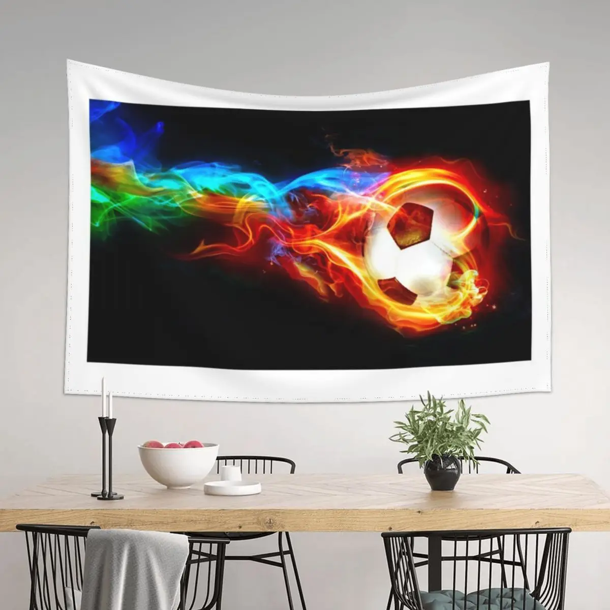 

soccer fire Tapestry Room Decor Aesthetic Room Ornaments Decoration For Bedroom Custom Tapestry
