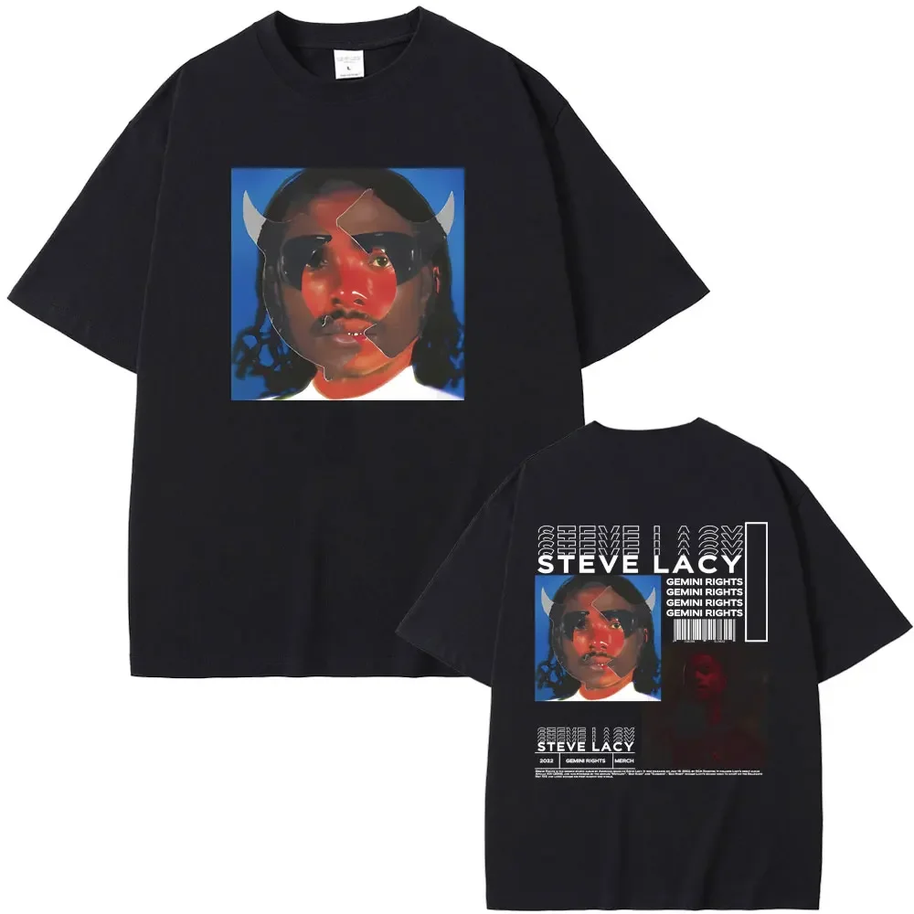 

Rapper Steve Lacy Gemini Rights Album Cover Double Sided Print T-shirt Male Hip Hop Oversized Tshirt Men's Fashion Vintage Tees