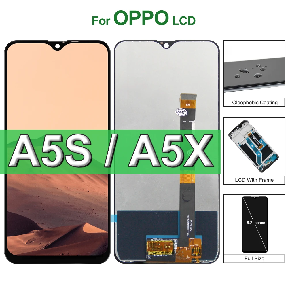 6,2 "для Oppo A5s ЖК-дисплей с сенсорным экраном в сборе, замена для Oppo AX5s CPH1909, CPH1920, CPH1912, ЖК-дисплей с рамкой