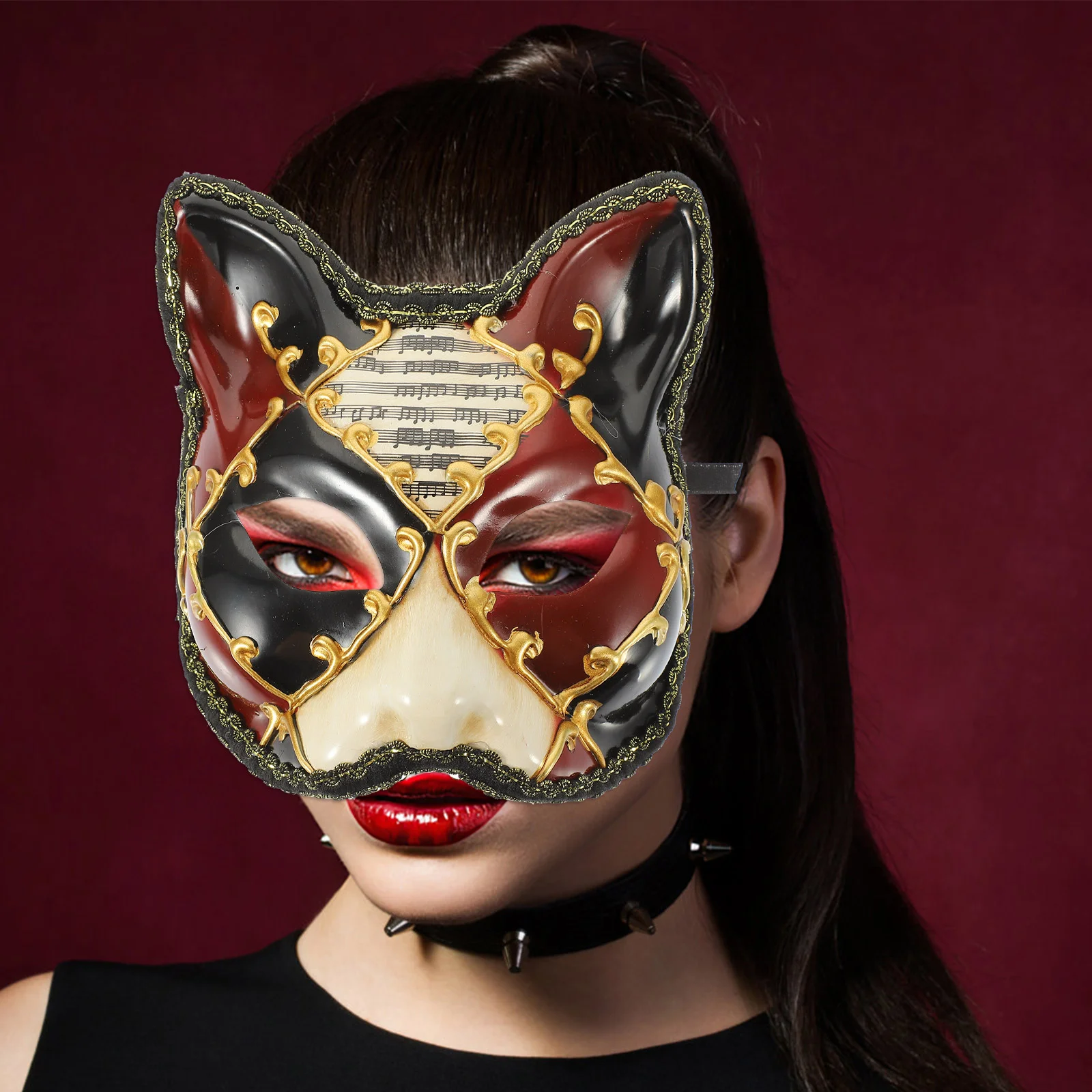 

Half Face Big Cat Mask Costume Accessories Fox Cartoon Party Half-face Plastic Carnival for Adults Women's