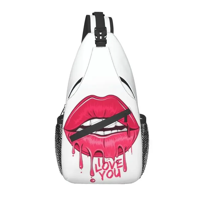 

Casual Sexy Red Lipstick Lips Love Sling Bags for Travel Hiking Men Chest Crossbody Backpack Shoulder Daypack