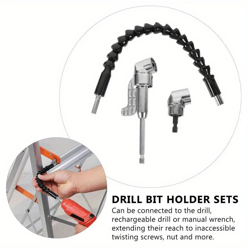 105 Degree Right Angle Screwdriver Extension Shaft Set and Premium 1/4 Inch Hex Bit Connector for Tight and Hard-to-Reach Spaces