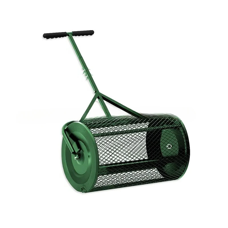 Durable Lightweight Metal Mesh Spreader, Roller Peat Moss Spreader for Planting, Seeding, Lawn