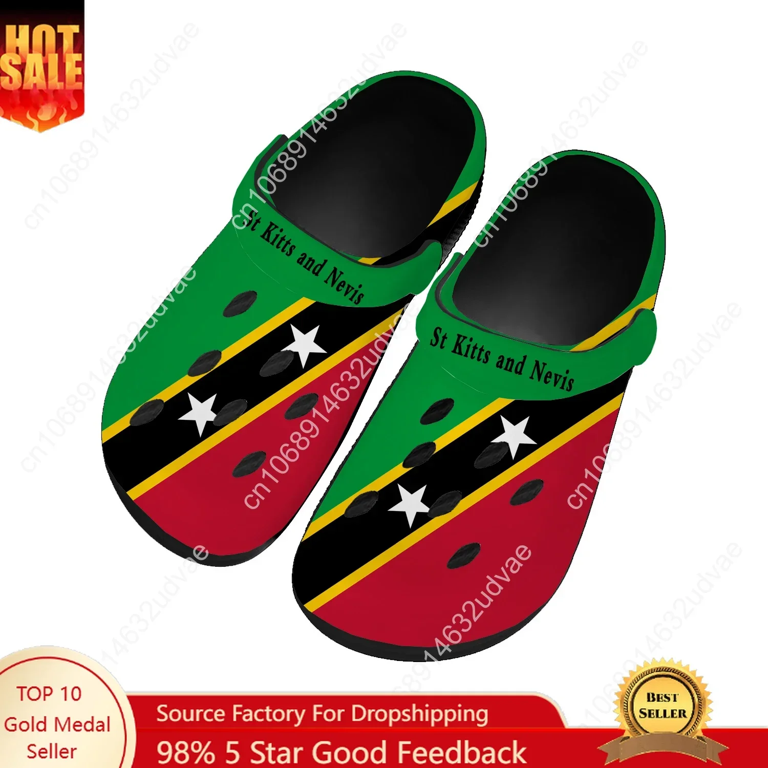 St Kitts And Nevis Water Shoes Men Women Teenager Comfortable Home Garden Clogs Custom Sandals Beach Breathable Hole Slippers