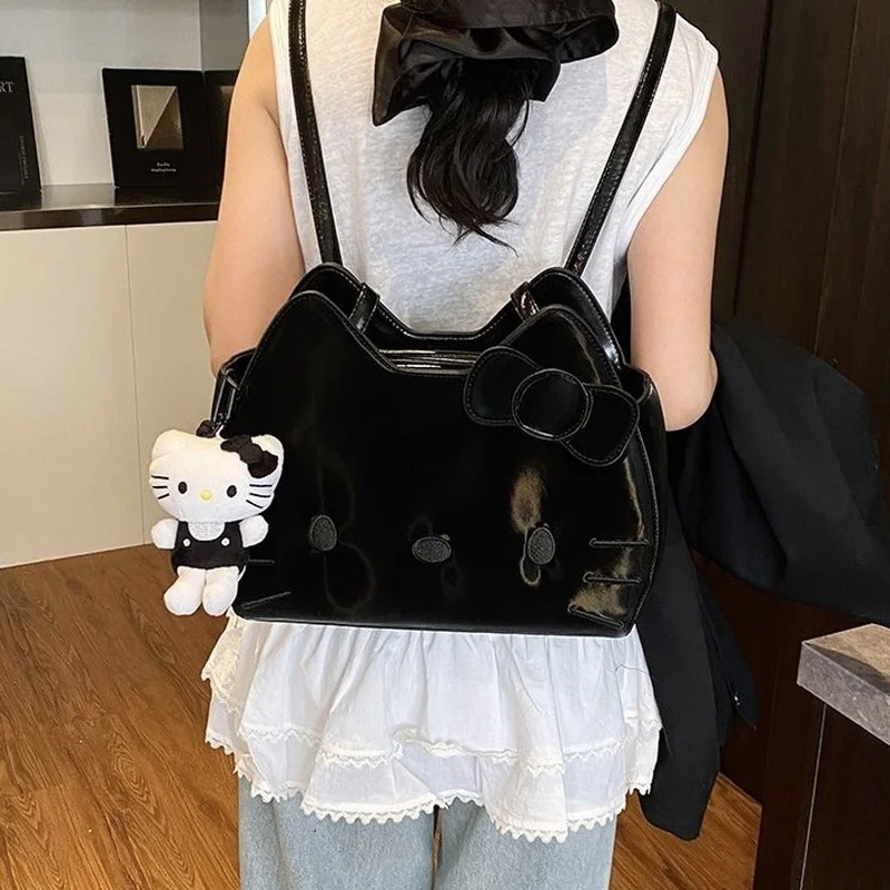 Ransel Preppy Hello Kitty Kawaii Tas Bahu Sederhana Pelajar Kucing Sanrio Kt Tas Tangan Fashion Y2k Trendi Wanita