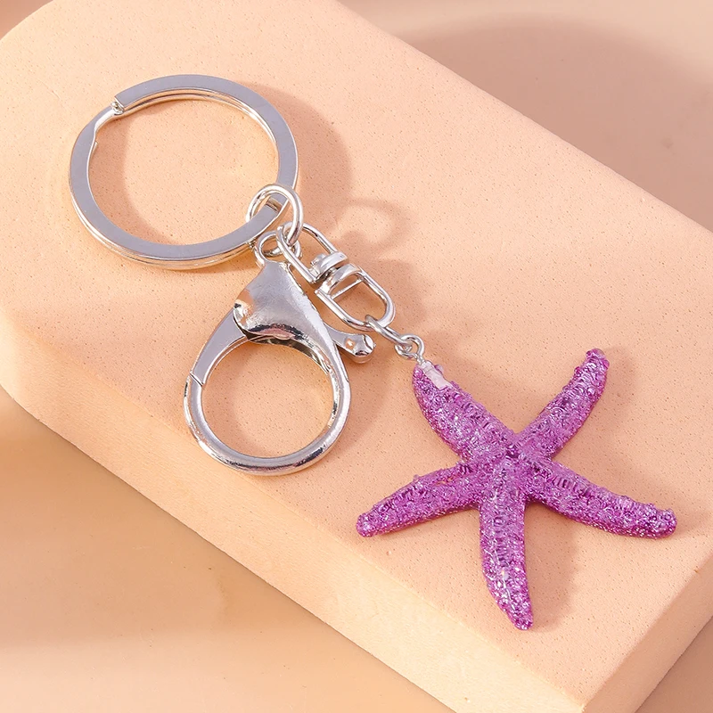 Aihua Chic Summer Beach Starfish Keychains Vacation Sea Souvenir Gift Car Key Holder Handbag Pendant DIY Jewelry