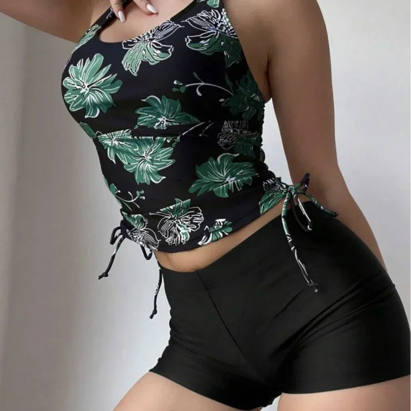 

Swimsuit Female Split Printed Boxer Trousers Bikini
