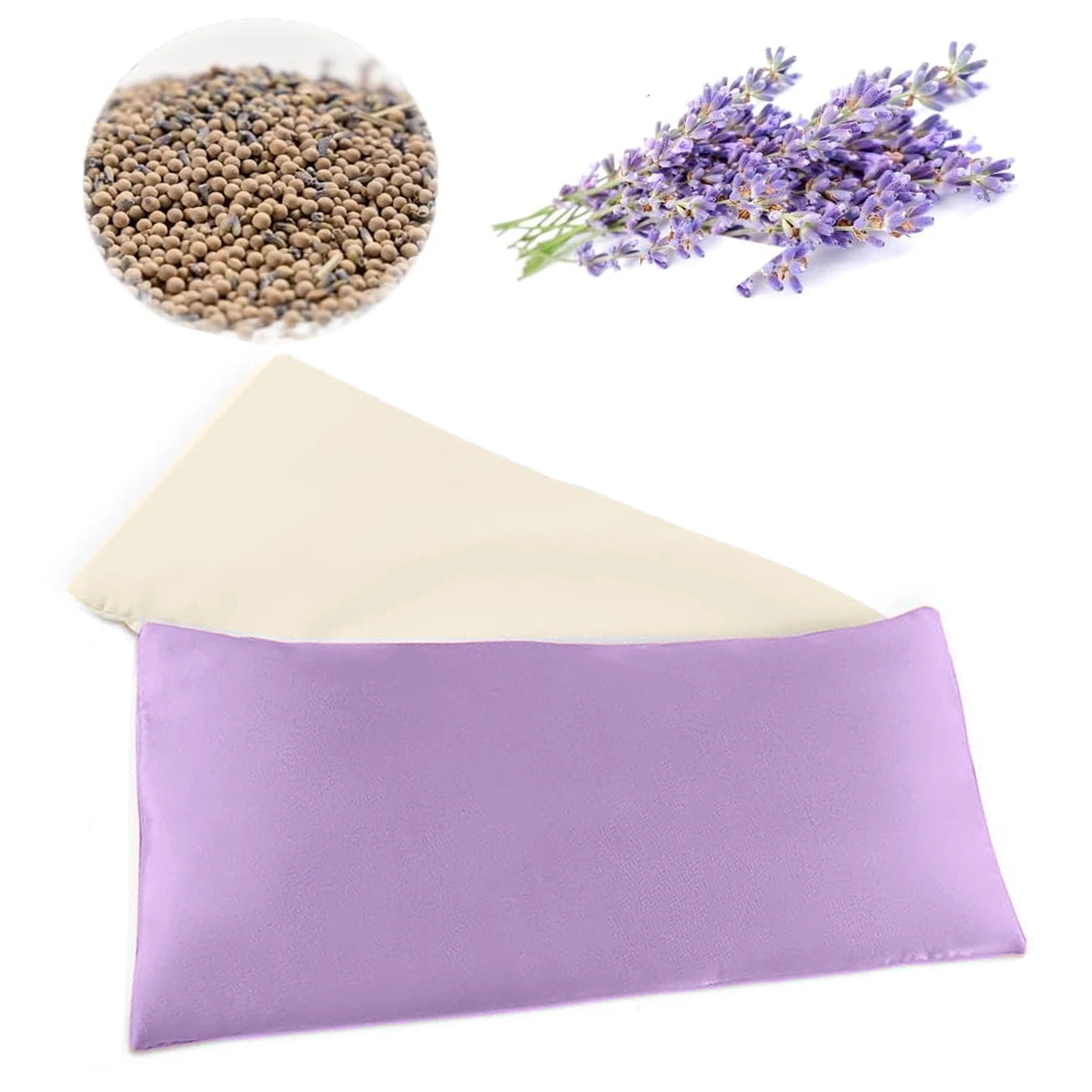 Lavender Eye Pillow for Yoga Relaxation Sleeping Microwavable Weighted Mask for Dry Eyes Hot & Cold Compress with Aromatherapy