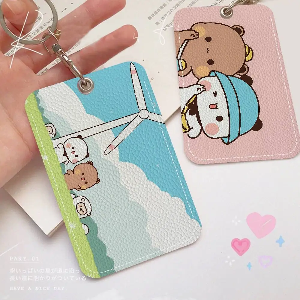 Bubu e Dudu Custodia rettangolare per carta d'identità Portachiavi Borsa per carta di accesso Portachiavi Porta carte in pelle Portachiavi Accesso