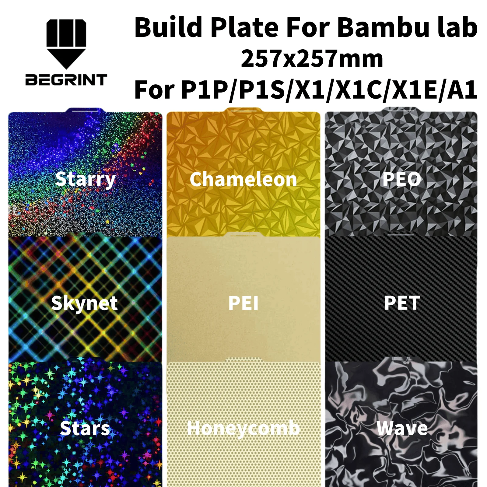 yZ[zBambu Lab Build Plate 257x257 XvOX`[V[g eNX`PEI Bambu Lab P1P/P1S/X1/X1C/X1E/A1p PEO PETxbh