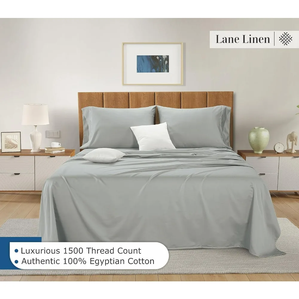 100% Egyptian Cotton Sheets Full Size - 1500 TC, 4 Pieces - Premium Sateen Weave Cotton Full Size Sheet Set