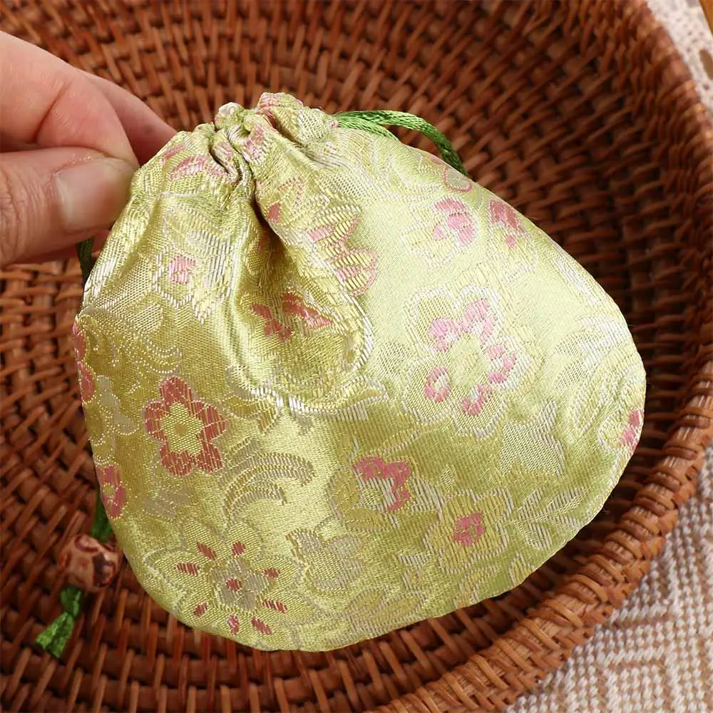 Floral Embroidery Flower Drawstring Bag Jewelry Packing Bag Chinese Style Canvas Flower Handbag Large Capacity Candy Bag