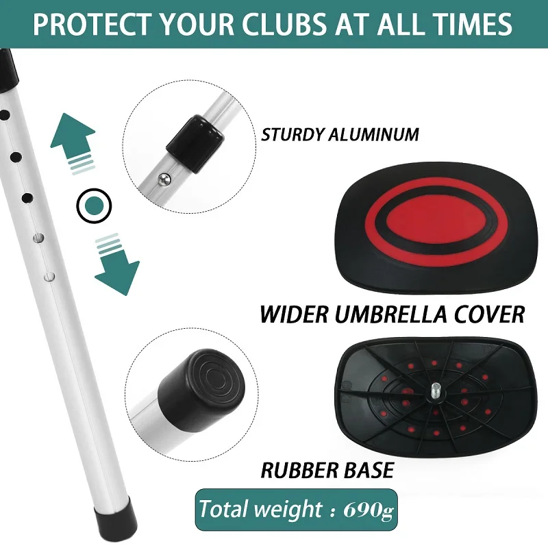 Aluminum Alloy Golf Bag Support Rod - Adjustable Four-Section Golf Bag Stand for Enhanced Stability and Easy Travel