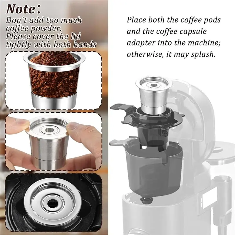 【EFFICIENT 】Reusable K-Cups And Coffee Pods In 4 Pack For Ninja For PB051& CFP101/PB041 Coffee Makers-Stainless Steel Design