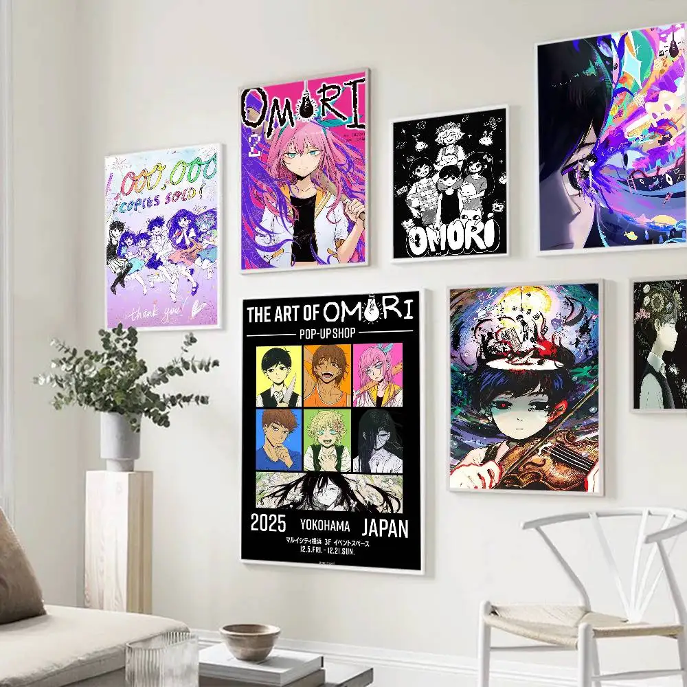 Pixel indie games O-OmoriI Vintage Posters Sticky Retro Kraft Paper Sticker DIY Room Bar Cafe Kawaii Room Decor