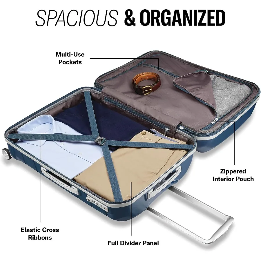 Freeform 2-Piece Luggage Set - Carry-On and Large Checked Luggage with Dual Spinner Wheels - Durable Polypropylene Hardshell -