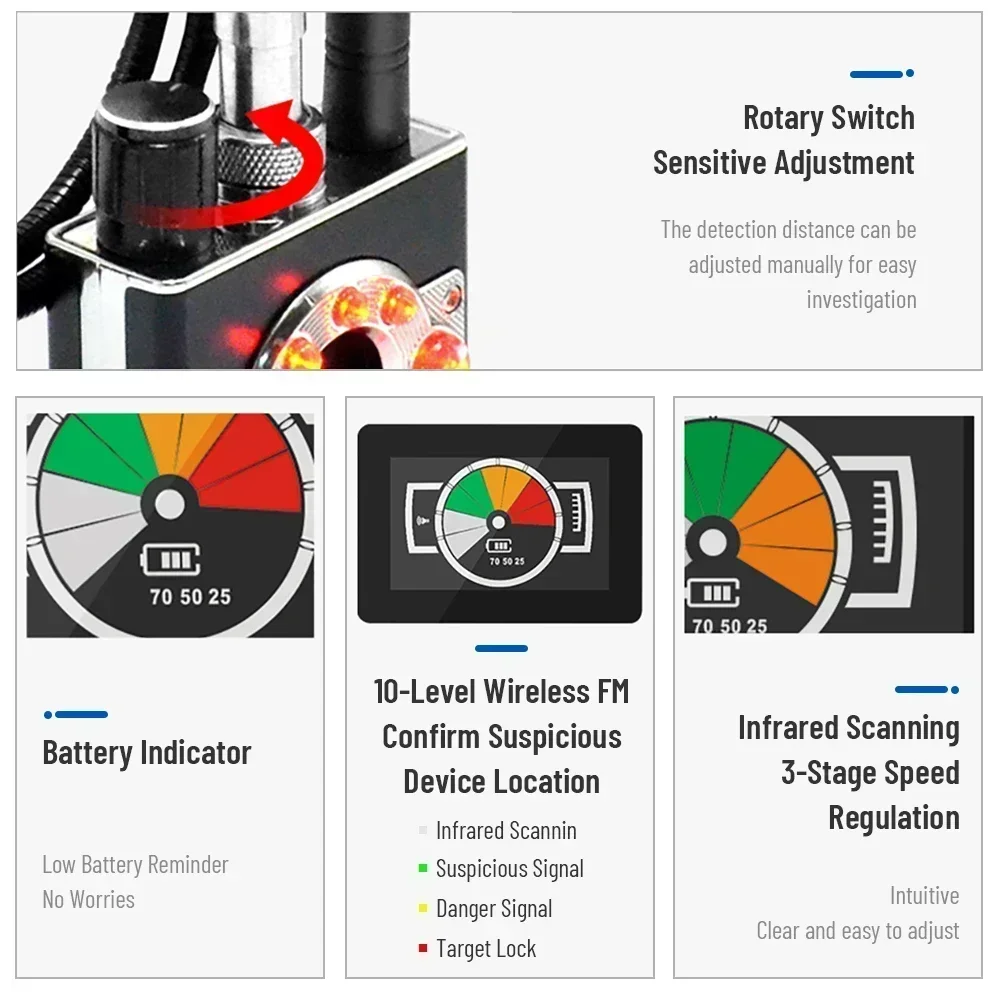 Multi-function K18 K88 Antispyware Detector GPS Signal Source Tracker CDMA Signal Detector Wireless Camera Lens Locating Device