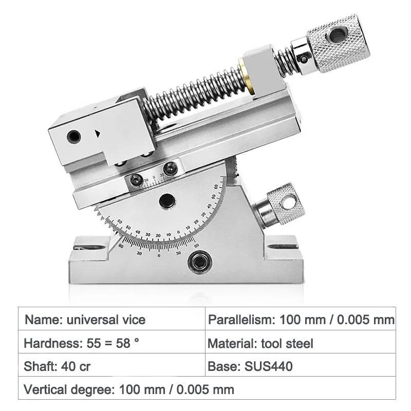 

2 Inches Universal Grinding Machine Vise Table Sinusoidal Slope Precision Two-Way Simultaneous Adjustment Angle Screw Tools