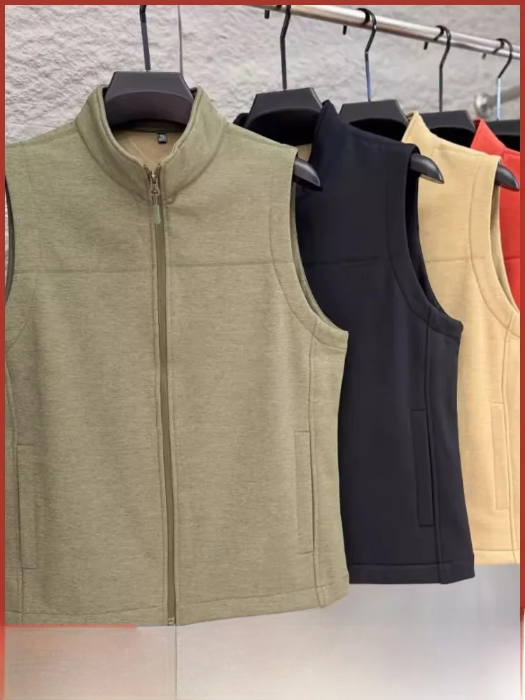 

Спорт на открытом воздухе Thiened Fce на подкладке, повседневный жилет, мужской жилет-стойка на молнии, украшенный полиэфирным волокном, молодежный тренд, осенняя новинка