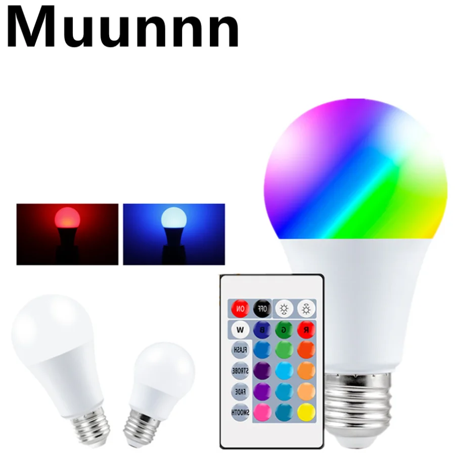 

LED E27 AC 85V-265V RGB Lamp Spotlight Bulb Bombillas LED 15W 10W 4W IR Remote Control Led Bulb Smart Led RGBW Lamp Home Decor