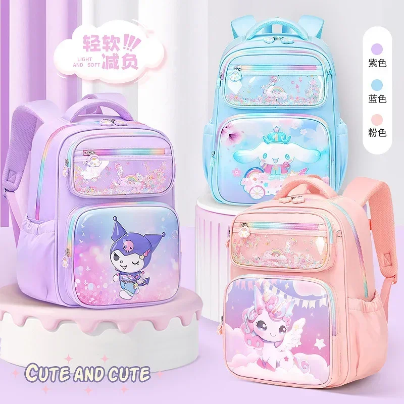 

2024 Kawaii Sanrio Kuromi Anime Fashion Schoolbag Children Ins Cute Cartoon Cinnamoroll Relieve Burden Backpack Gifts for Kids