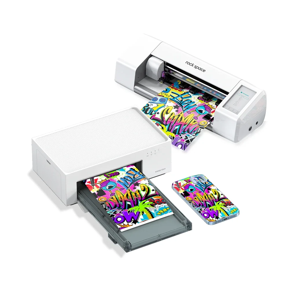 Rock Space  Printer 36 Sheets Full Color Photo Portable Back Sticker Printer Customized Phone Skin Printer