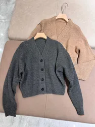 Autumn casual single breasted v-neck cashmere cardigan for women