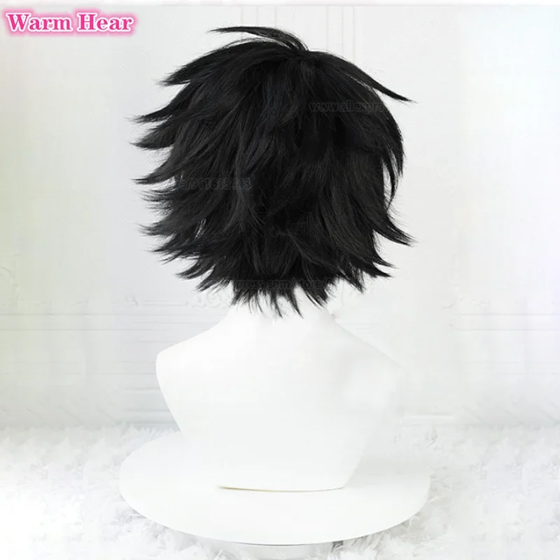 L.Lawliet-Perruque Synthétique Courte Noire pour Cosplay, Bonnet, Degré de Chaleur, ixd'Halloween, Homme, Unisexe, 35cm