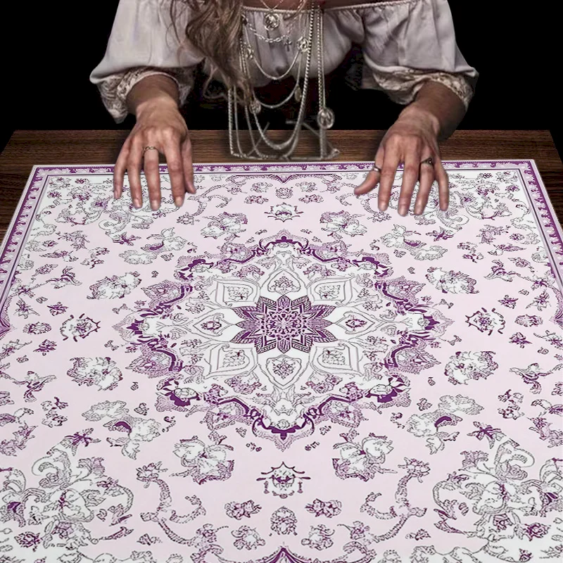 VIKAMA Retro Purple Mandala Flower Mahjong Game Mat Anti slip Acoustic Wear resistant Table Mat Home Decoration