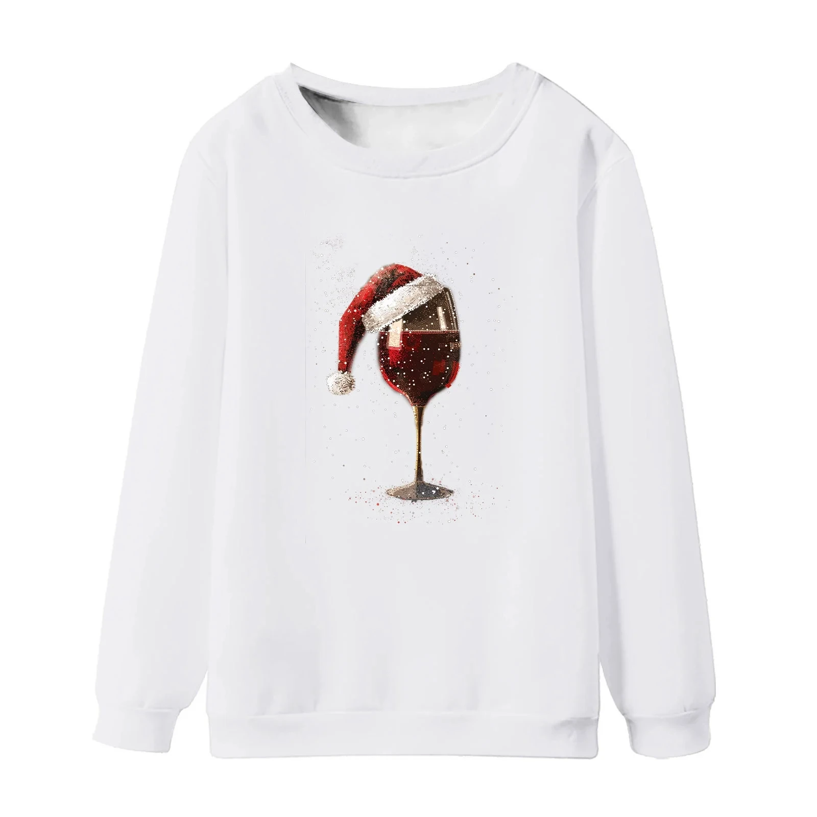 3D Christmas Wine Cup Print Mens  Sweatshirt Long Sleeve Hoodie streetwears  Mens Round Neck Casual Sweatshirt Men Clothes