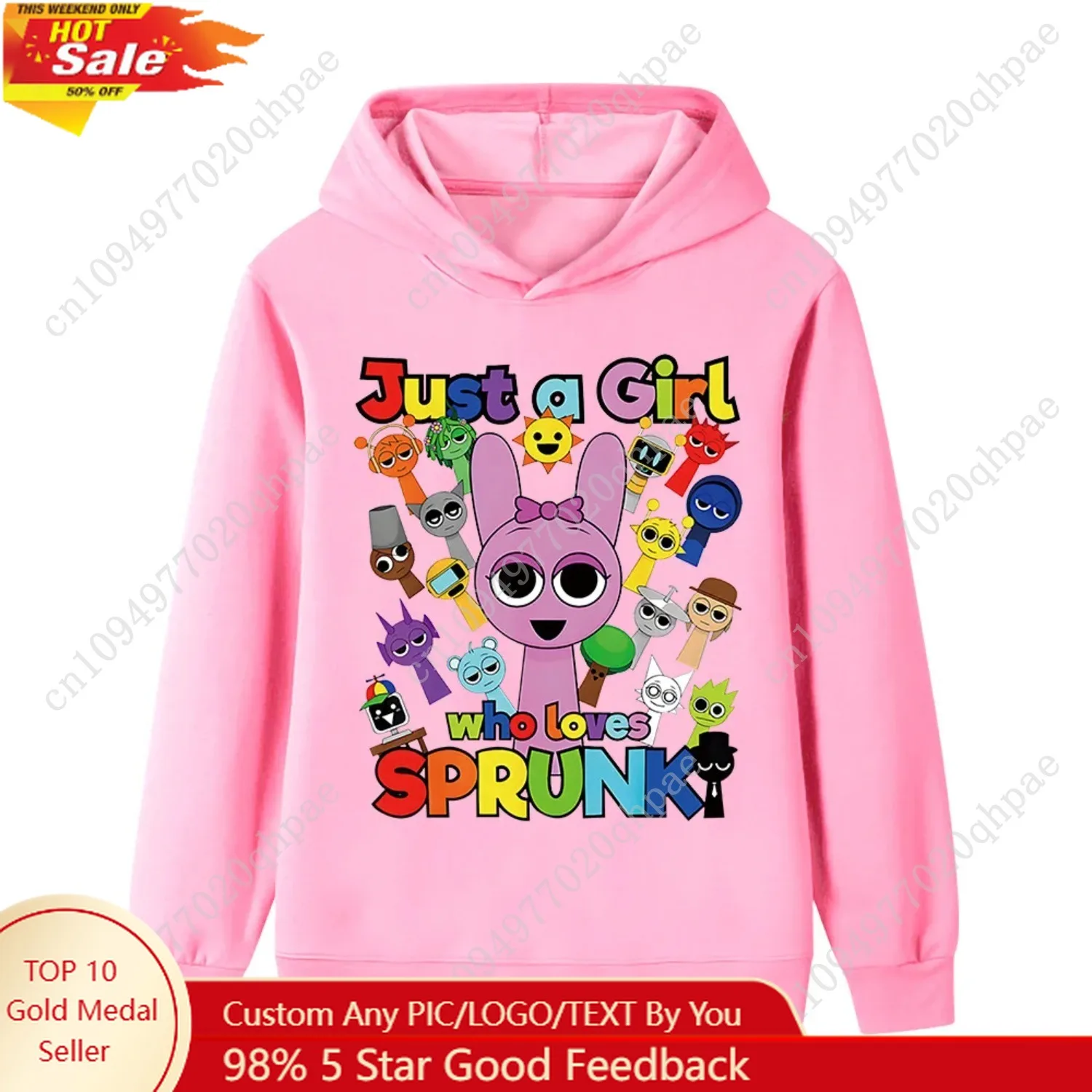 Cartoon fun Sprunki print children's hoodie boys and girls autumn and winter casual comfortable soft pullover hooded sweatshirt