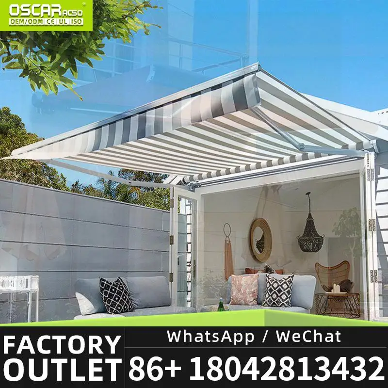 Customized Size Motorized Retractable Aluminium Window Sunshades Swing Arm Awnings for Balconies Patios Gardens Retractable Awni