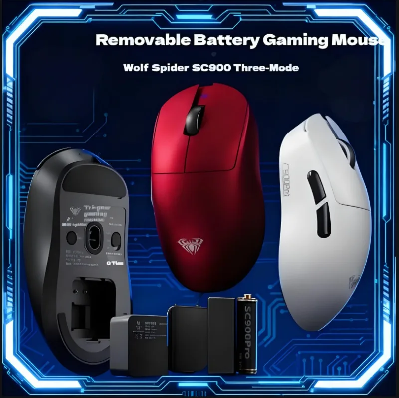 

AULA SC900pro Мышь Paw3395 3-режимная беспроводная игровая мышь 8000 Гц, съемный аккумулятор, легкие аксессуары для ПК для FPS Gamer