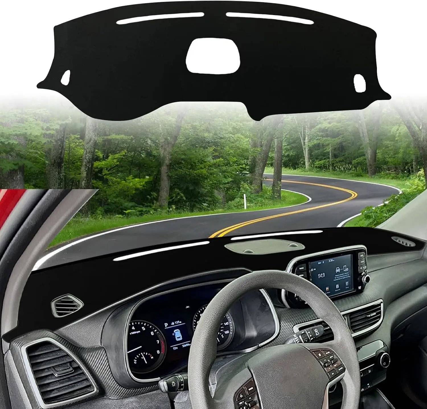 Dash Cover Fit For Hyundai Tucson 2019 2020 2021 Accessories(with Audio Hole) Anti-Skid Center Console Protector Cover Mat Car