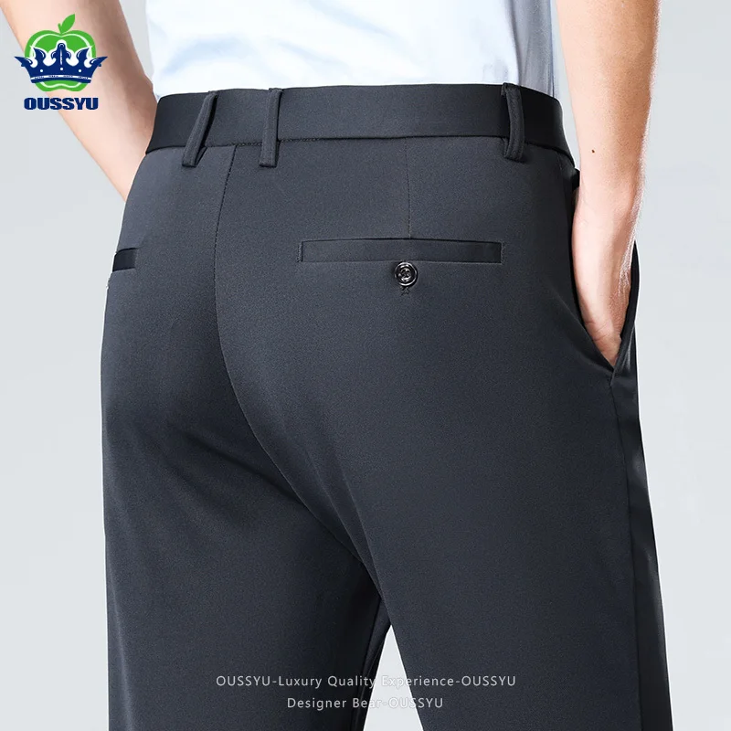 

Brand Clothing Summer Thin Men's Stretch Suit Pants Business Slim Straight Work Office Black Formal Trousers Men Plus Size 40
