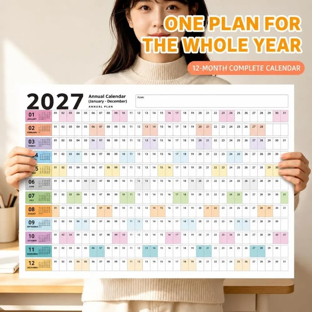 Wall Mounted 2027 Calendar Planner Sheet Large Schedule Sticker Wall Calendar Planner Target Schedule Organizer Office Supplies