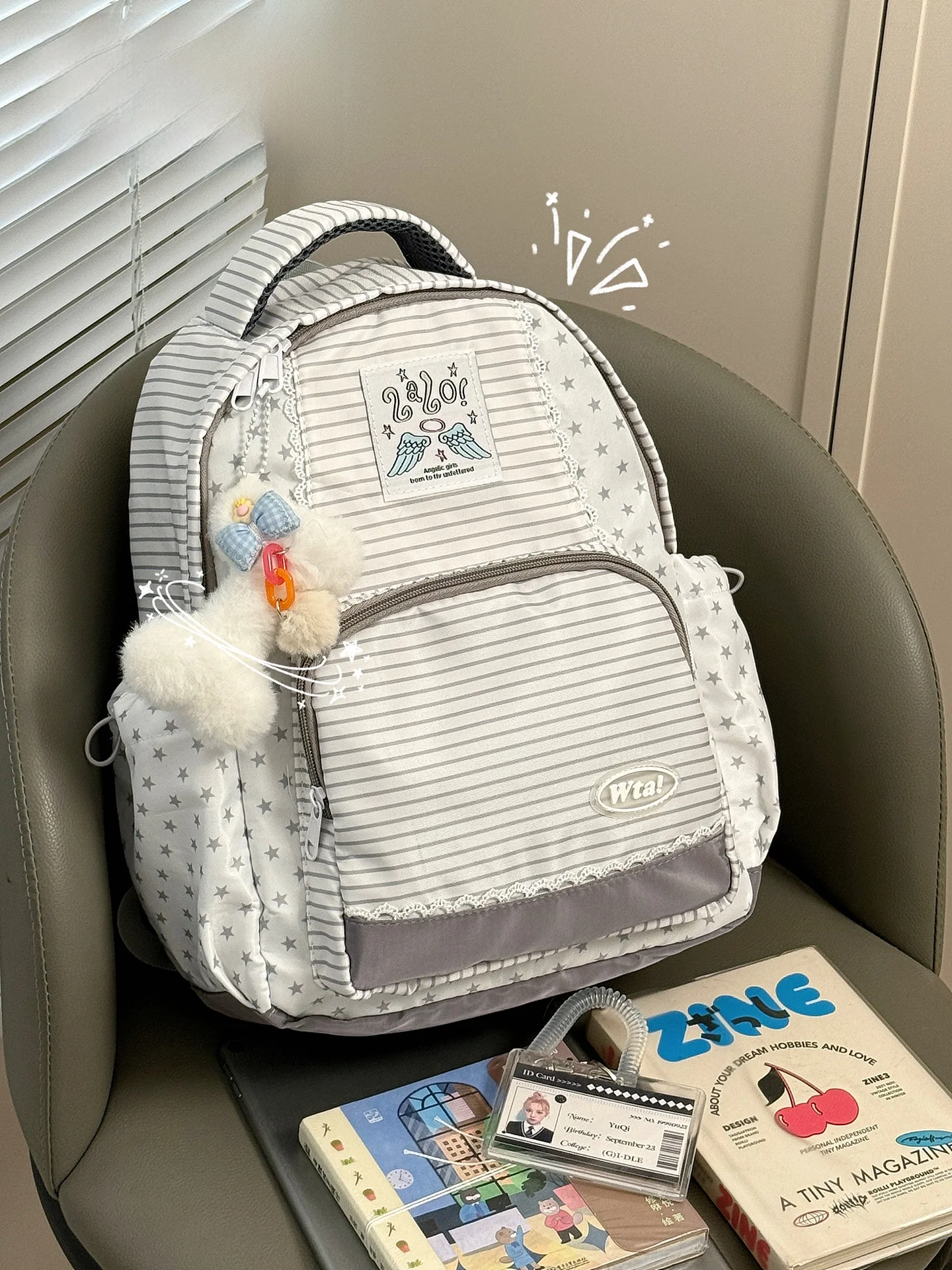 

Милая школьная сумка с звездным принтом для женщин, повседневная дорожная сумка Bapa, легкая, с мягкими плечевыми ремнями, из полиэстера, на молнии