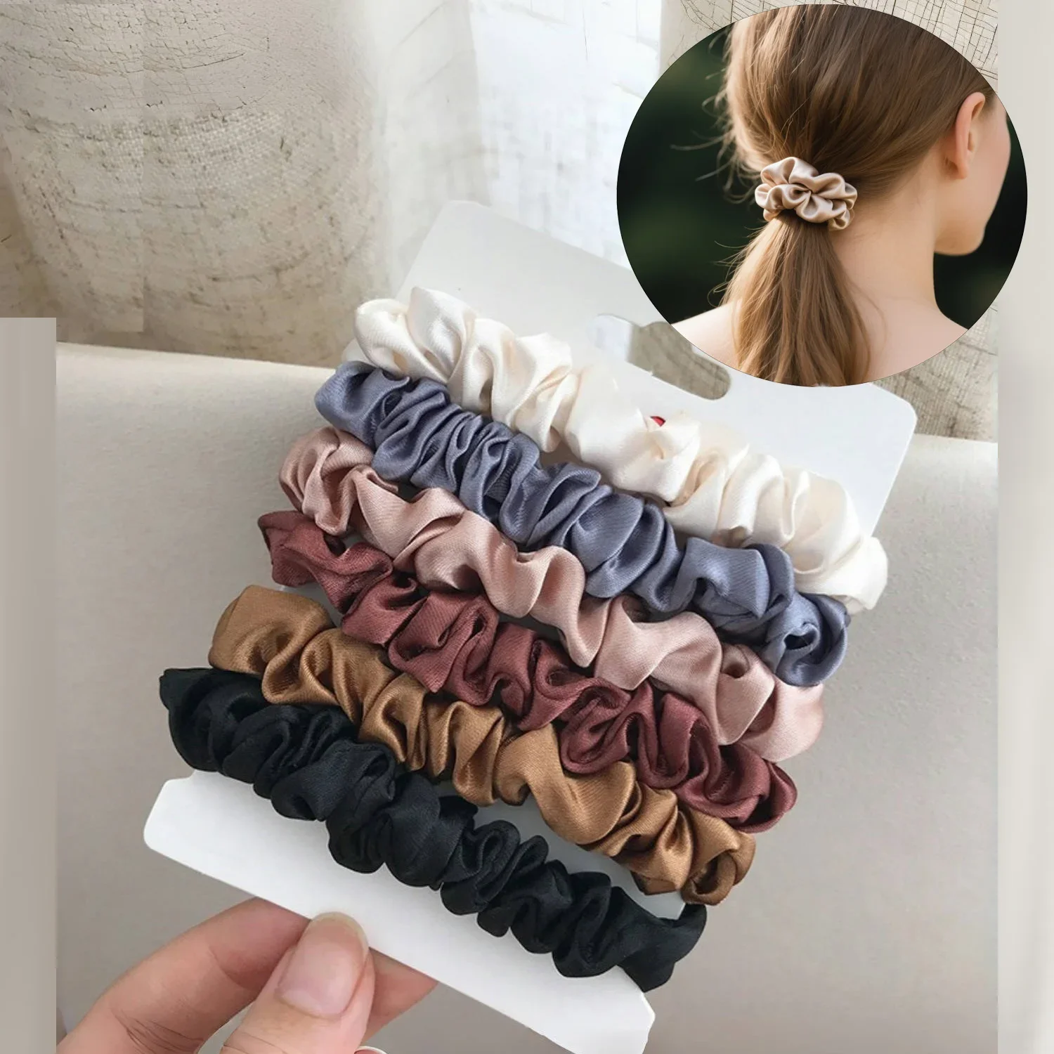 

6/12 PCS Elegant women's headband, rubber band, elastic band, softer than silk hair | Satin headband |