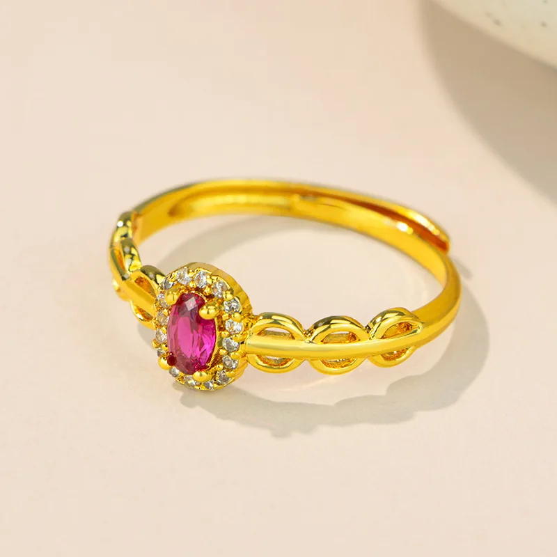 

Роскошное женское кольцо из чистого золота 9999 карата с матовым винтажным кружевом и рубином, регулируемый размер