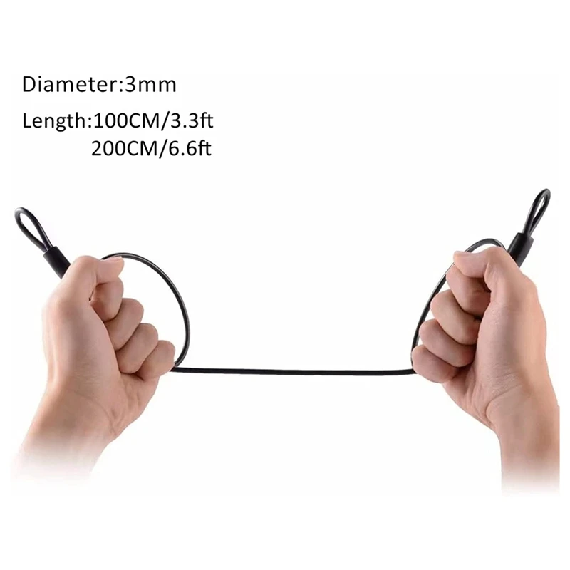 N15R-20X 100CM/3.3Ft Long Travel Security Cable Lock,Braided Steel Coated Safety Cable Luggage Lock,Safety Cable Wire Rope