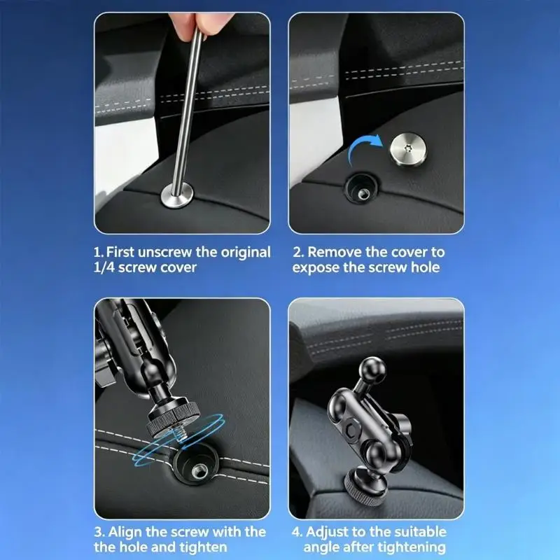 31BA 17MM Ball Head Mount with Adjustable Joint, 1/4 Threaded Screw Connection, and Side Knob for Camera and Vehicle Device