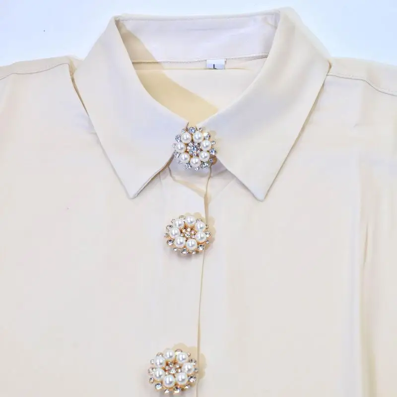 Pearl Rhinestone Cuff Button Covers Fashion Clothing Decoration Cute Pearl Sleeve Button Clip Women Luxury Cuff