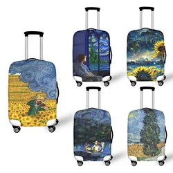 Hot Van Gogh Art Painting Stampa 3D Bagagli Coperture protettive antipolvere Elastico impermeabile Copri valigia da 18-32 pollici Accessori da viaggio