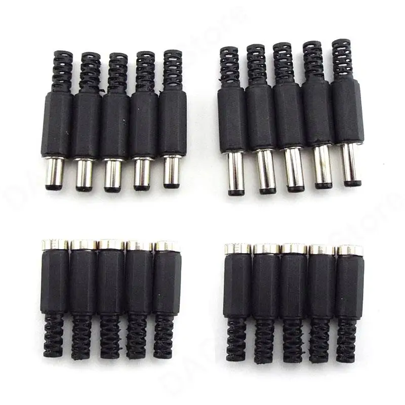 DC female male Power supply Plug Connectors 5.5mm x 2.1mm 5.5x2.5mm Female male Jack Socket Adapter Wire 5525 5521 V27