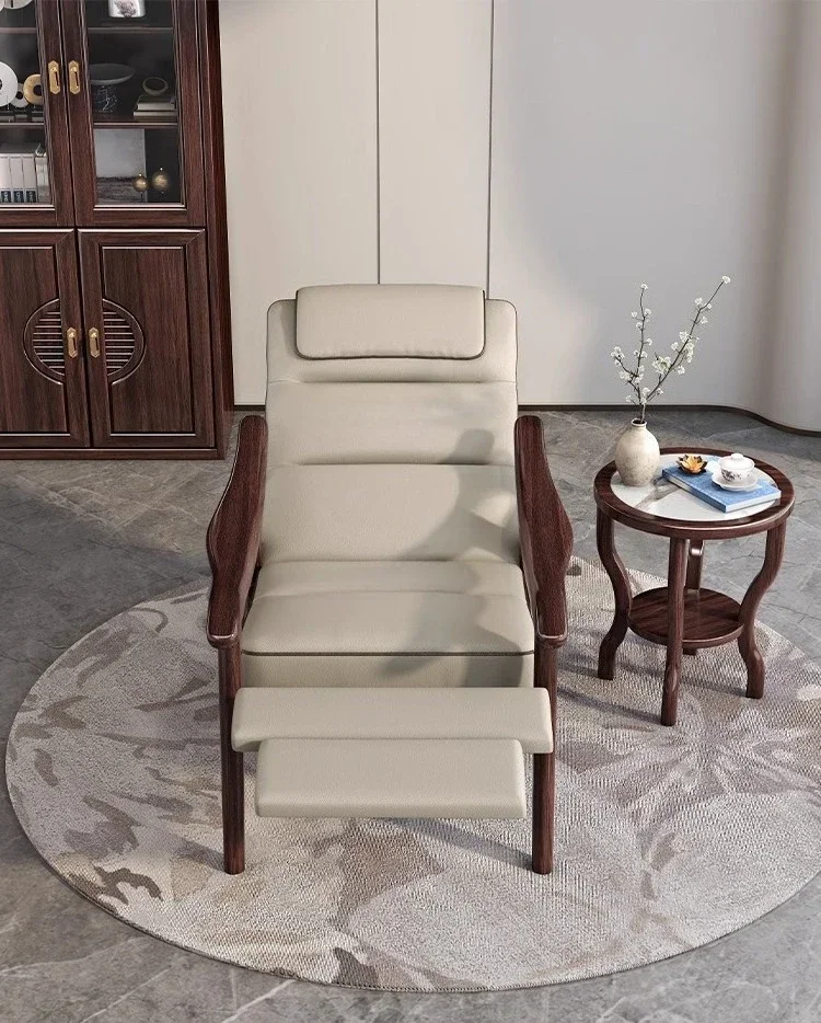 Solid wood recliner household living room adjustable leisure folding chair
